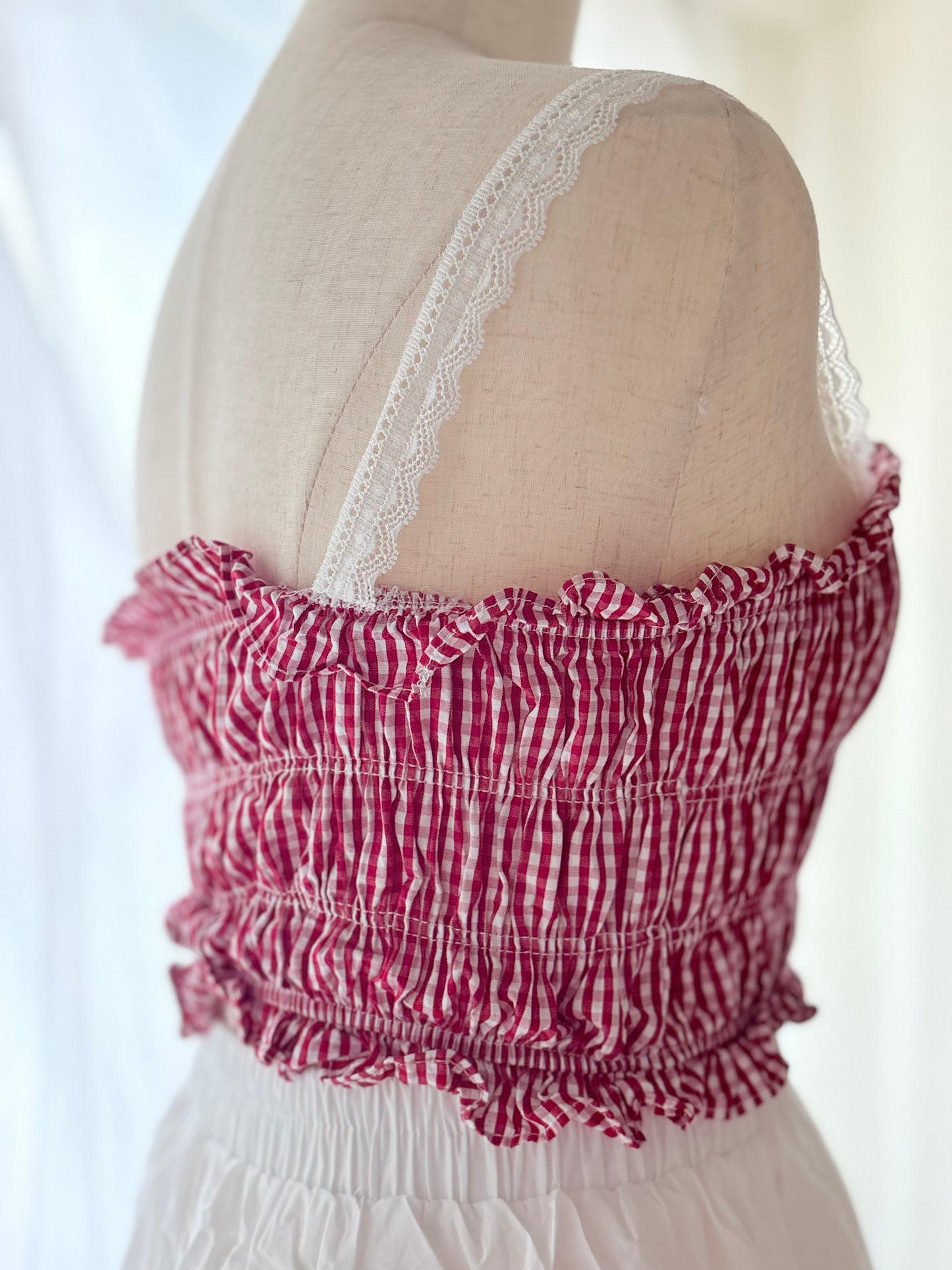 Gingham lace top