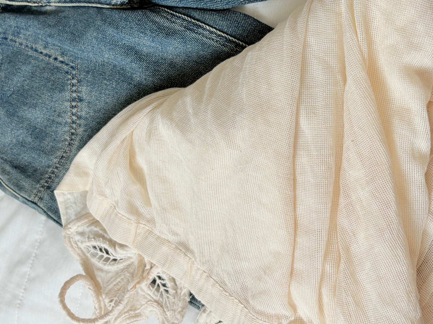 Cream embroidered top