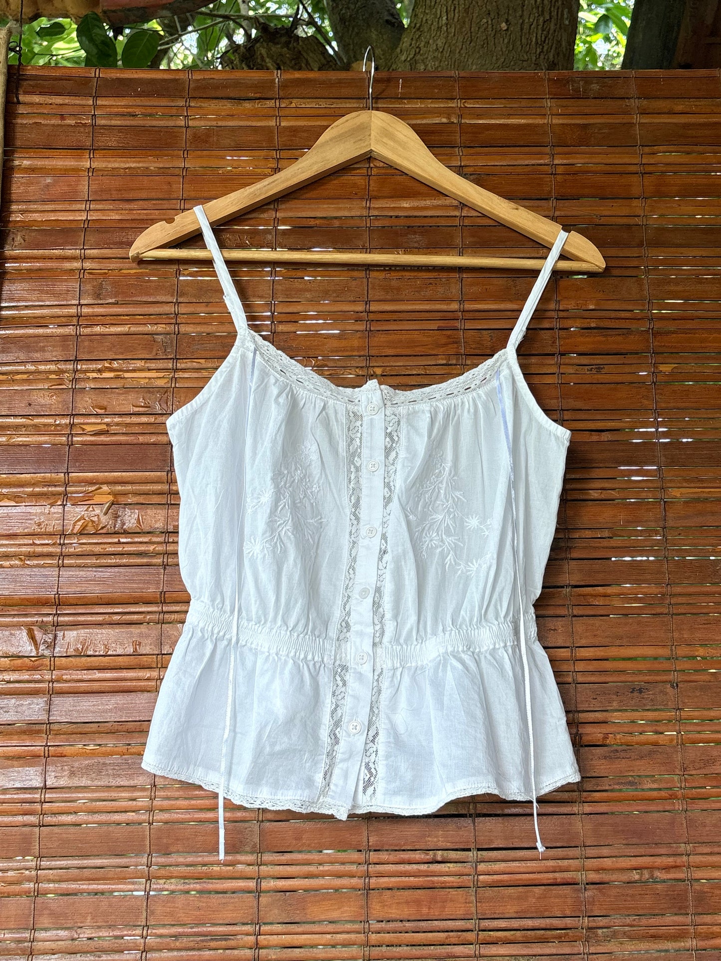 White lace embroidered top