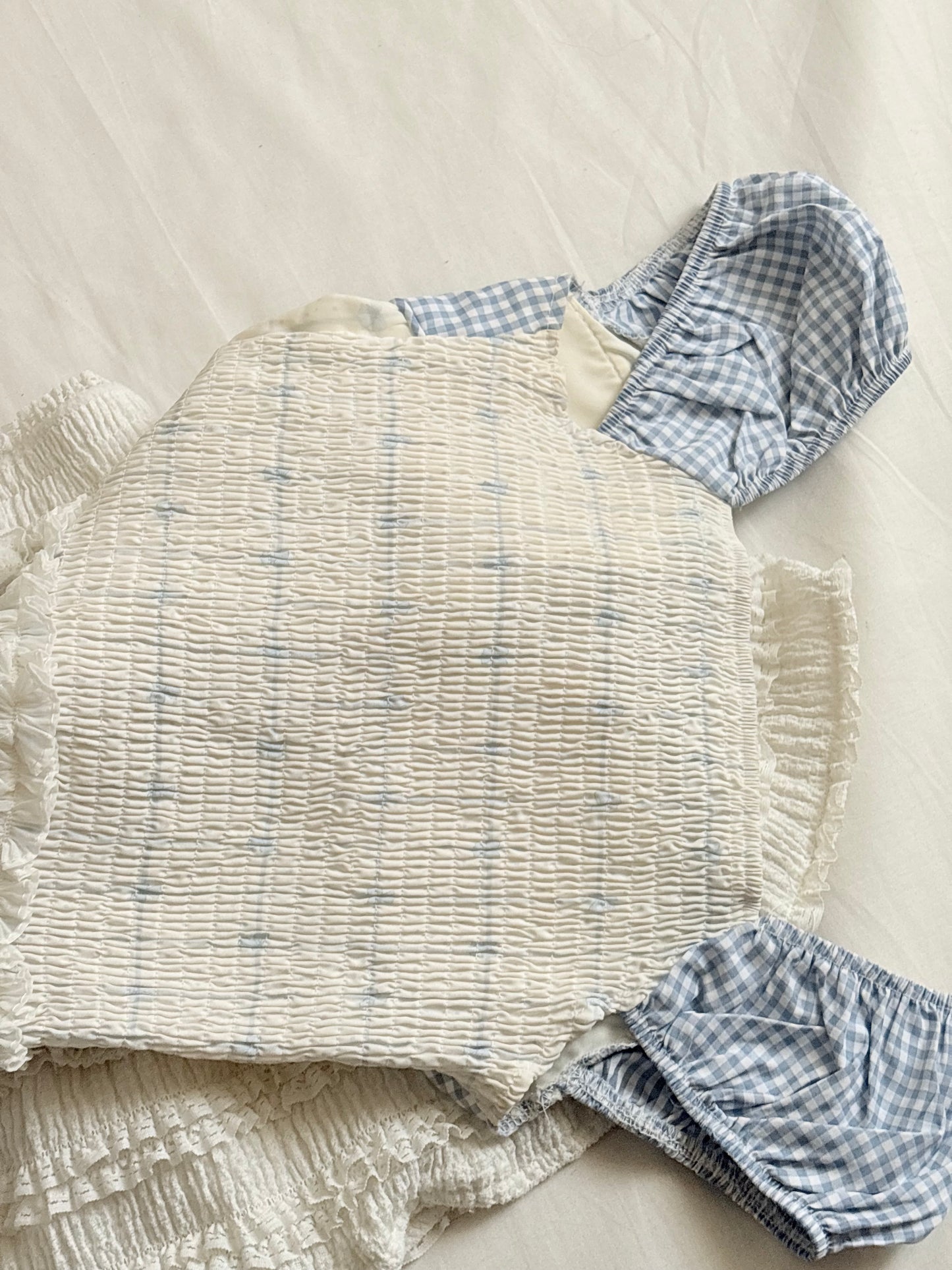 Blue gingam tie top