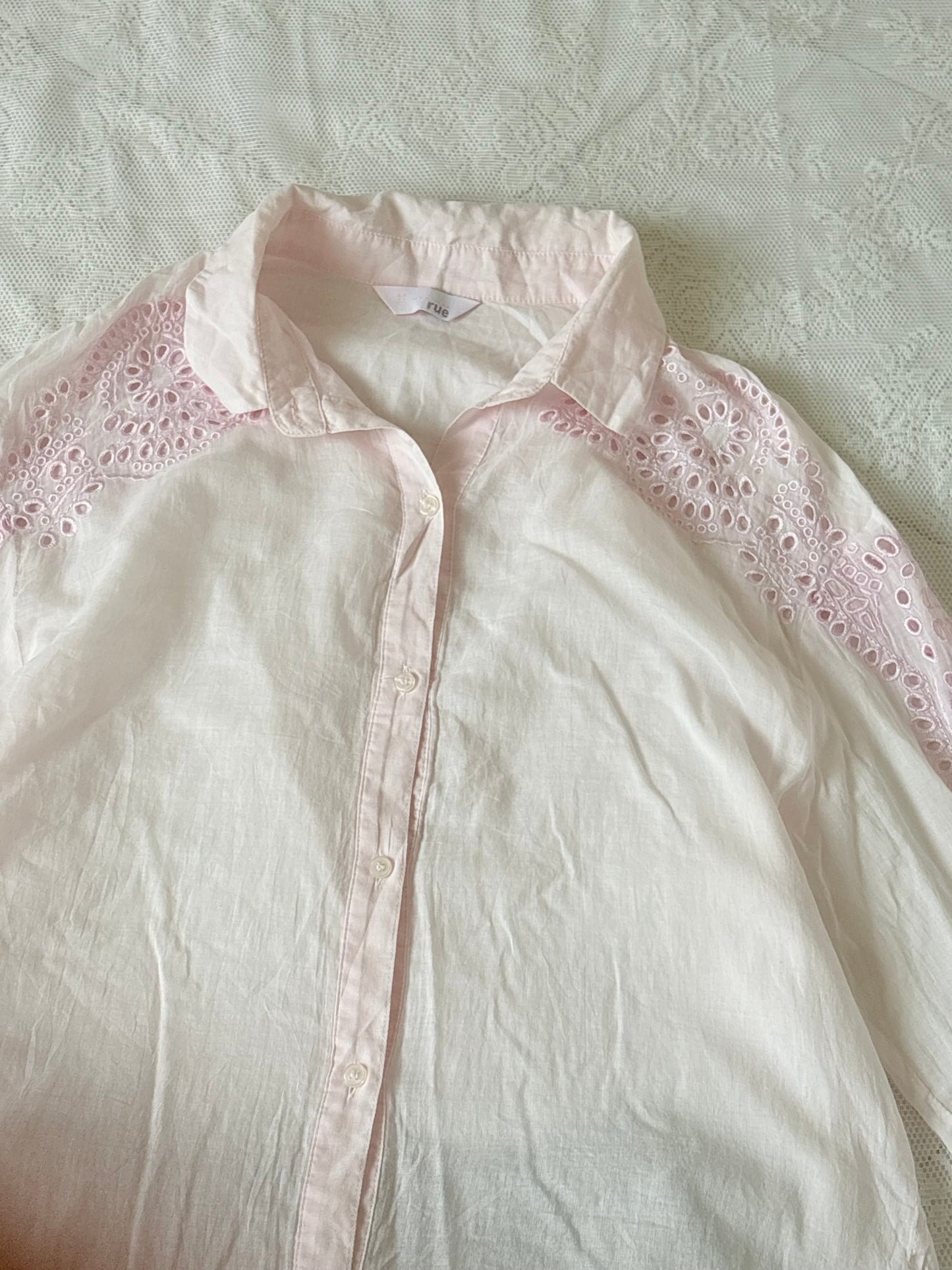 Pink eyelet shirt