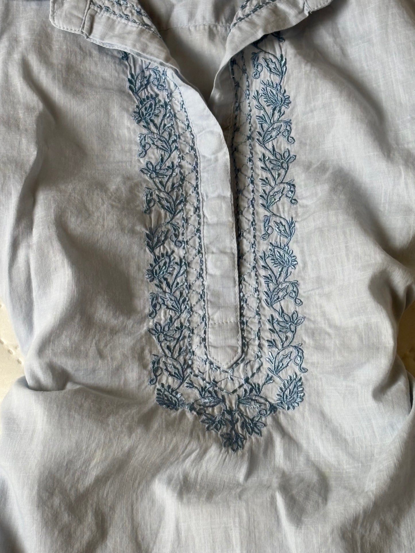 Blue embroidered top