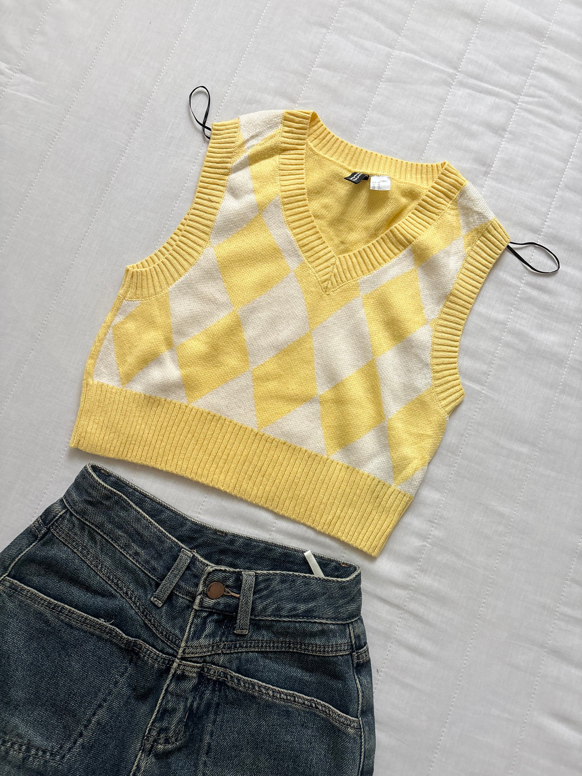 Yellow argyle vest