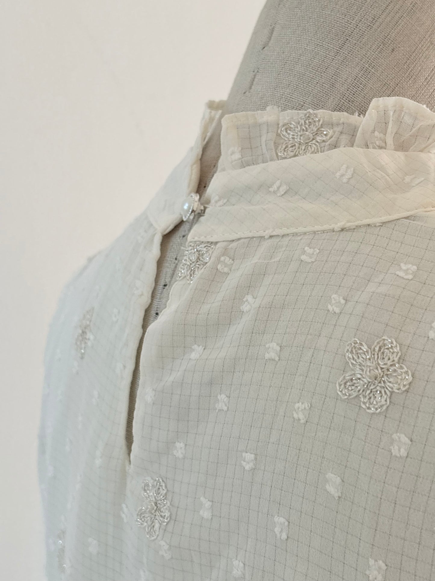 White gold embroidered top