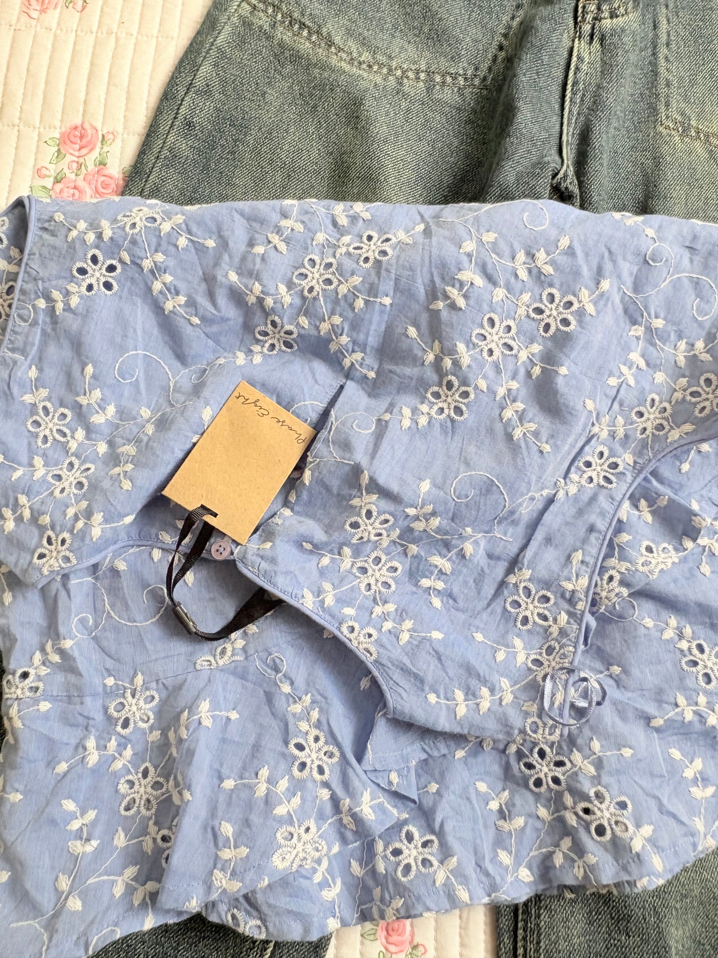 Blue embroidered rop