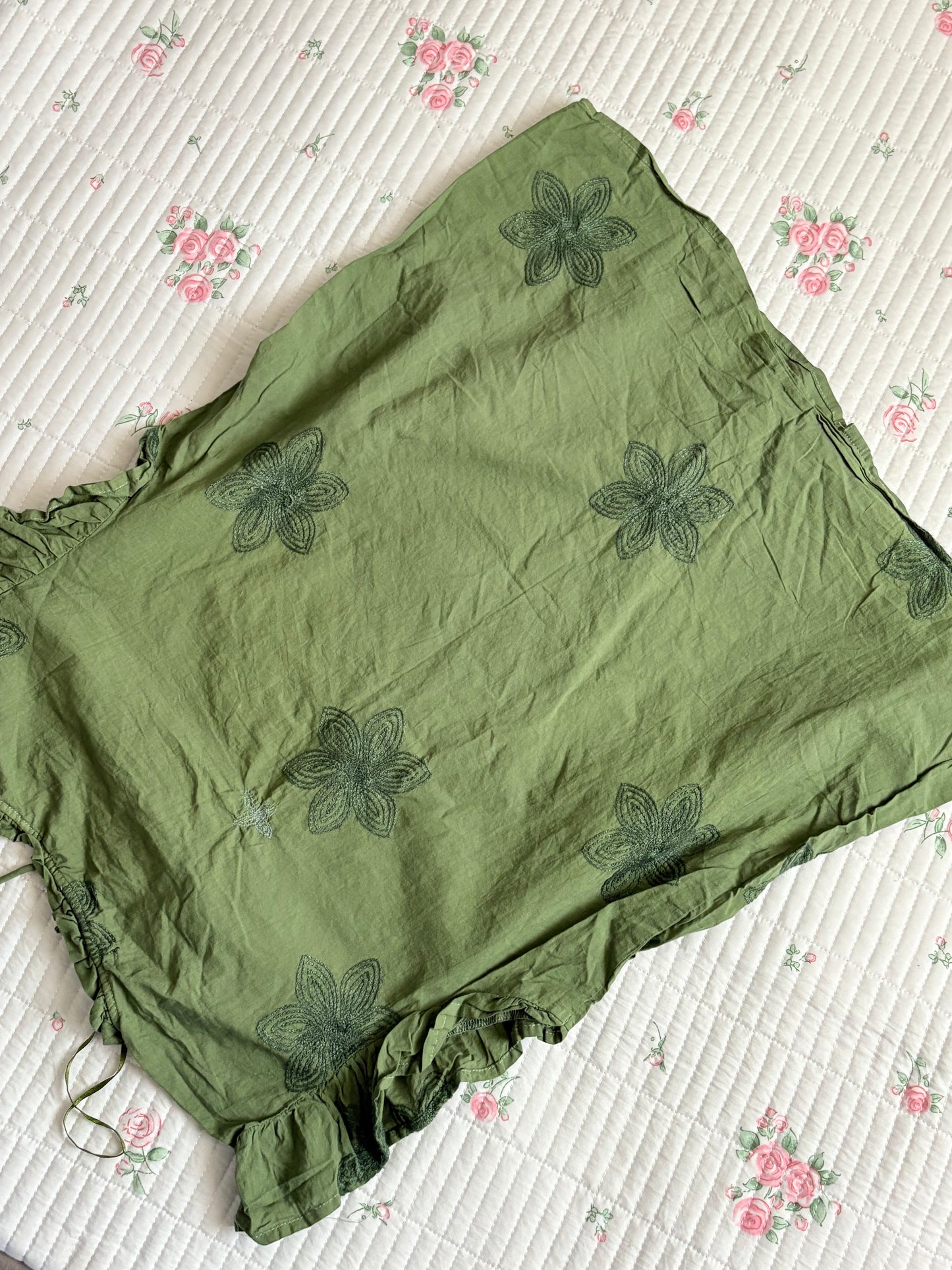 Green embroidered top