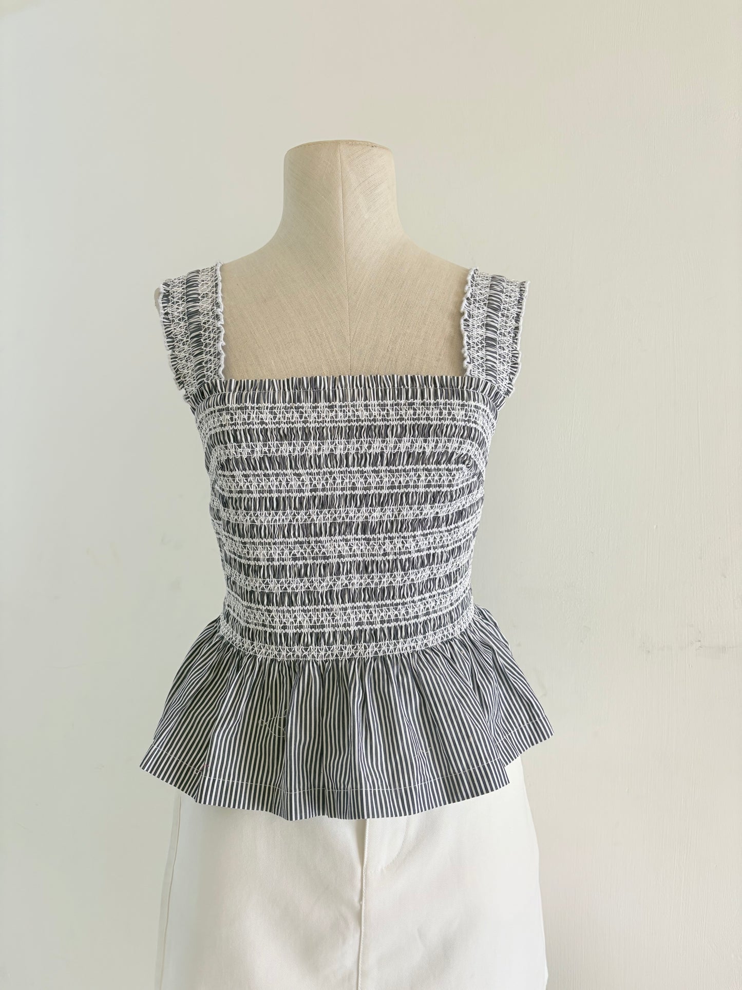 Stripe smocked top