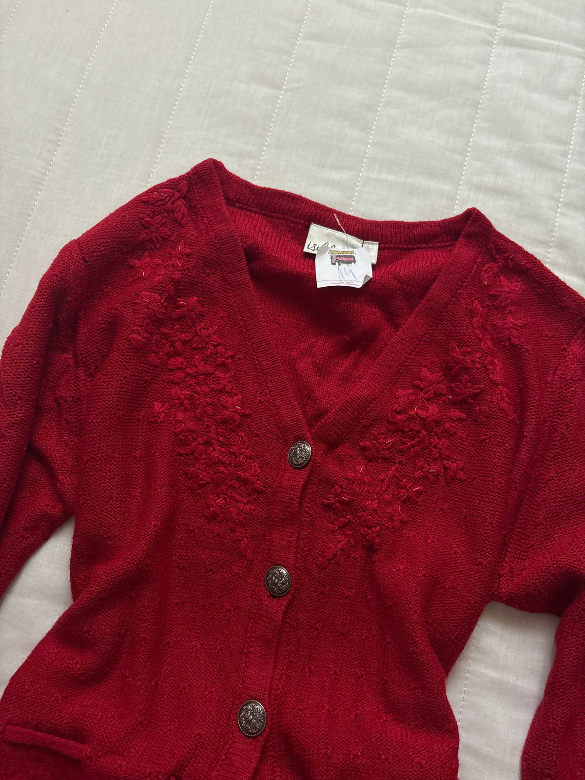 Red beaded cardigan