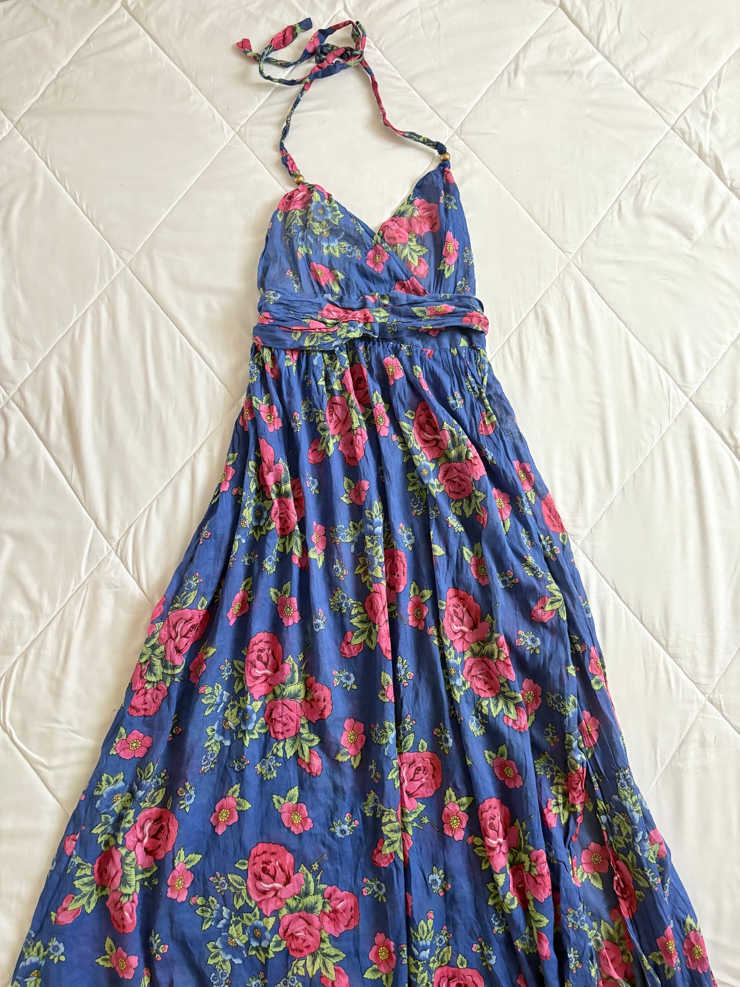 Blue pink floral dress