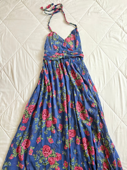 Blue pink floral dress