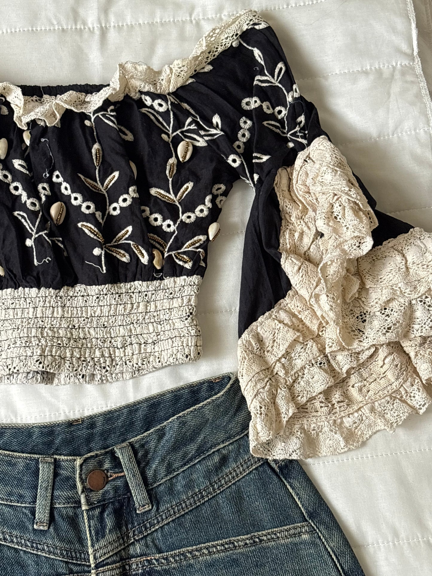 Black embroidered top