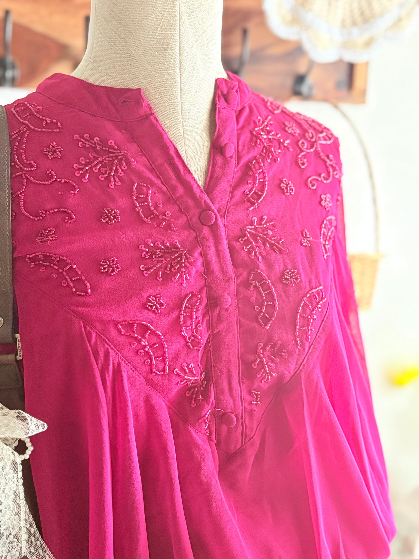 Magenta beaded top