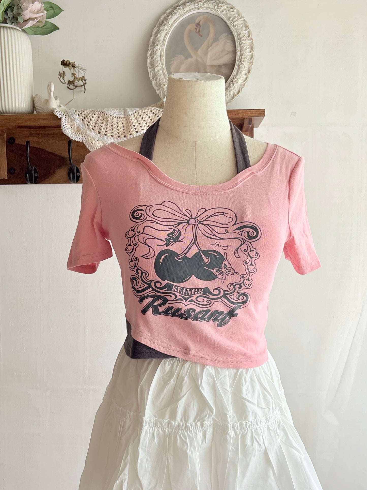 Pink grey halter