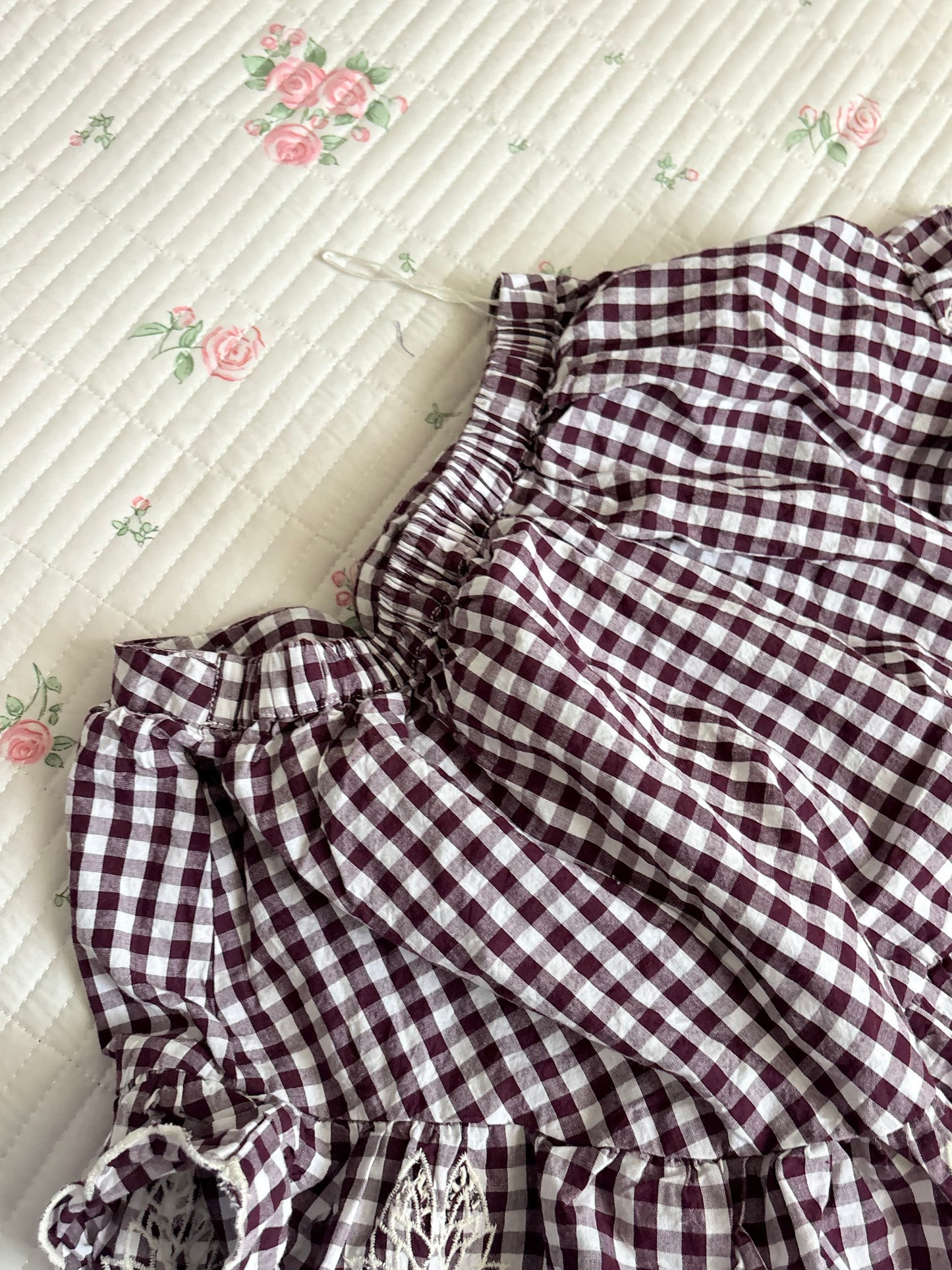 Maroon gingham set