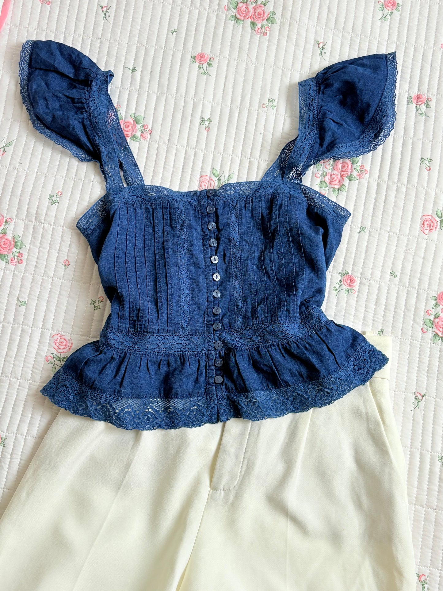 Blue lace top