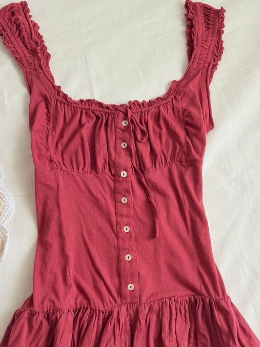 Mahroon drop waist dress
