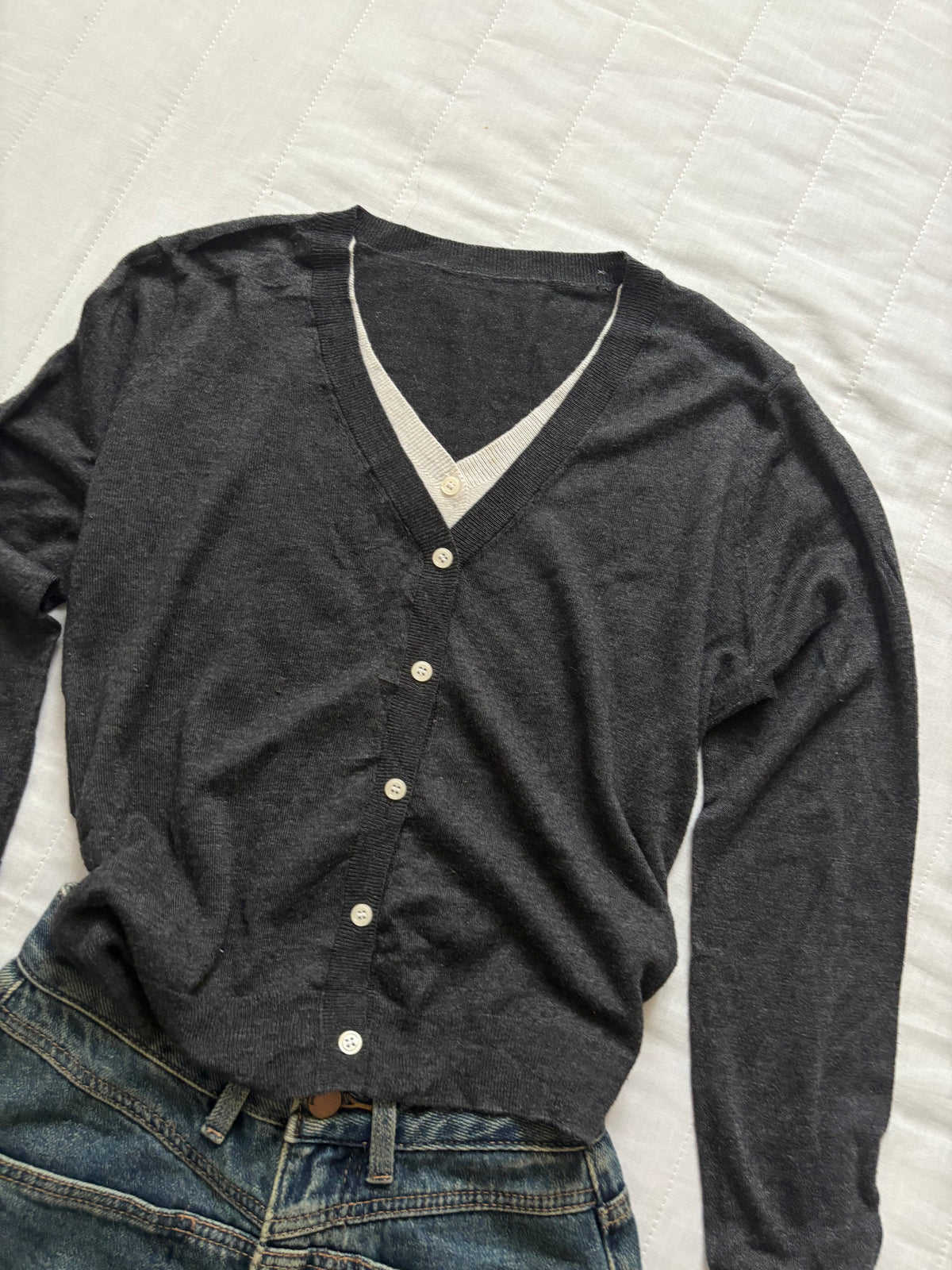 Grey buttoned cardigan