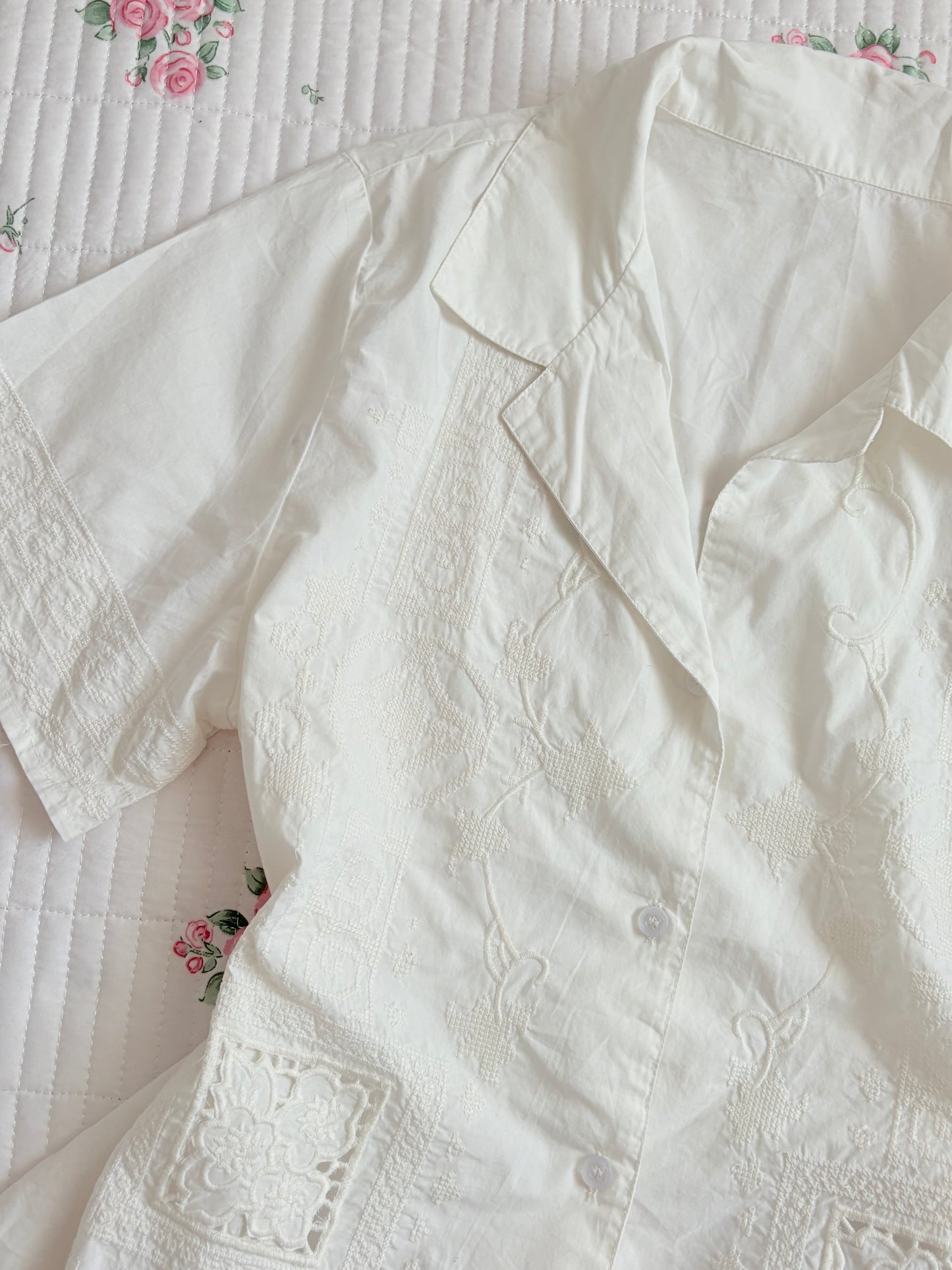 White embroidered short