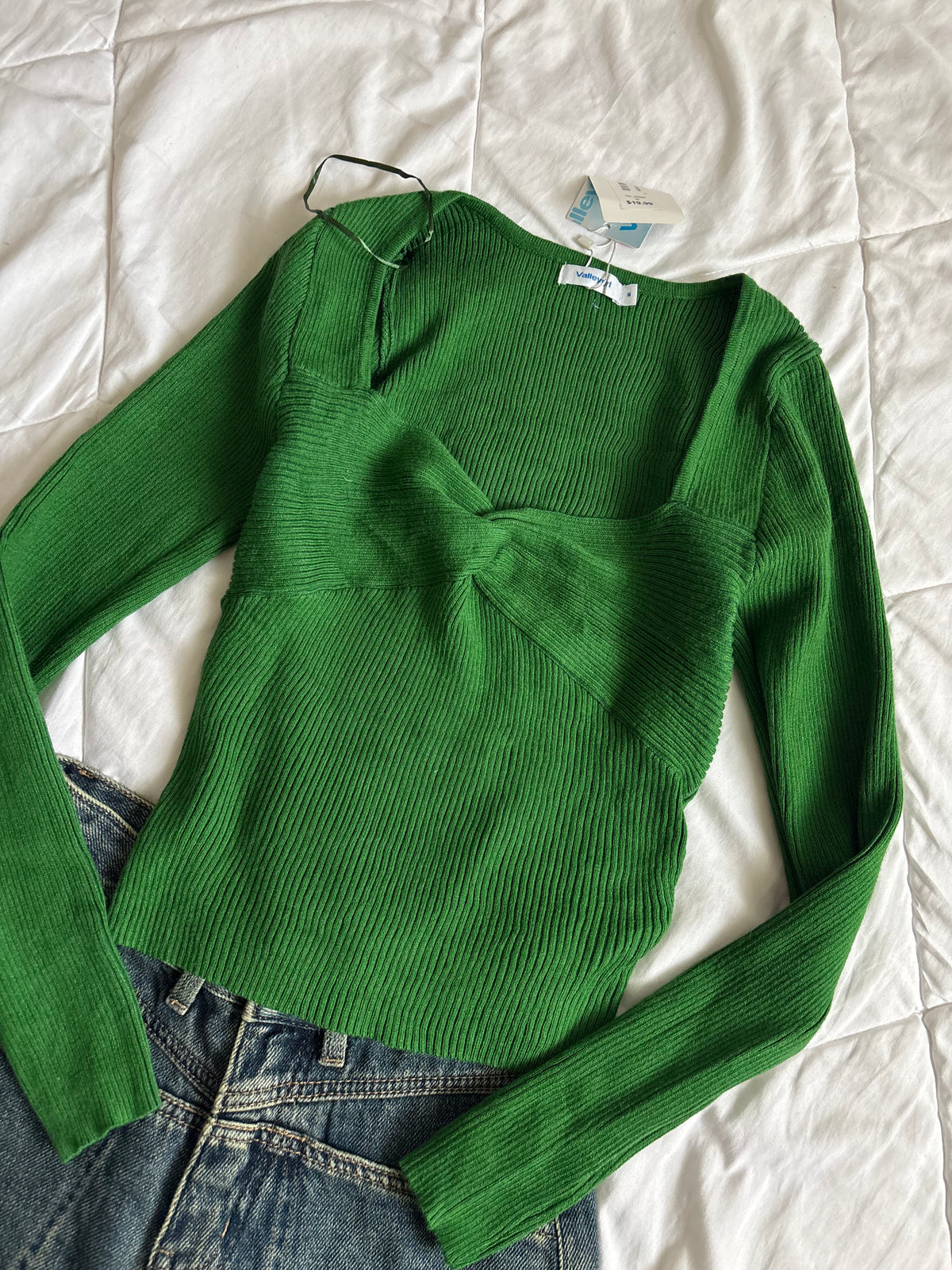 Green ribbed top