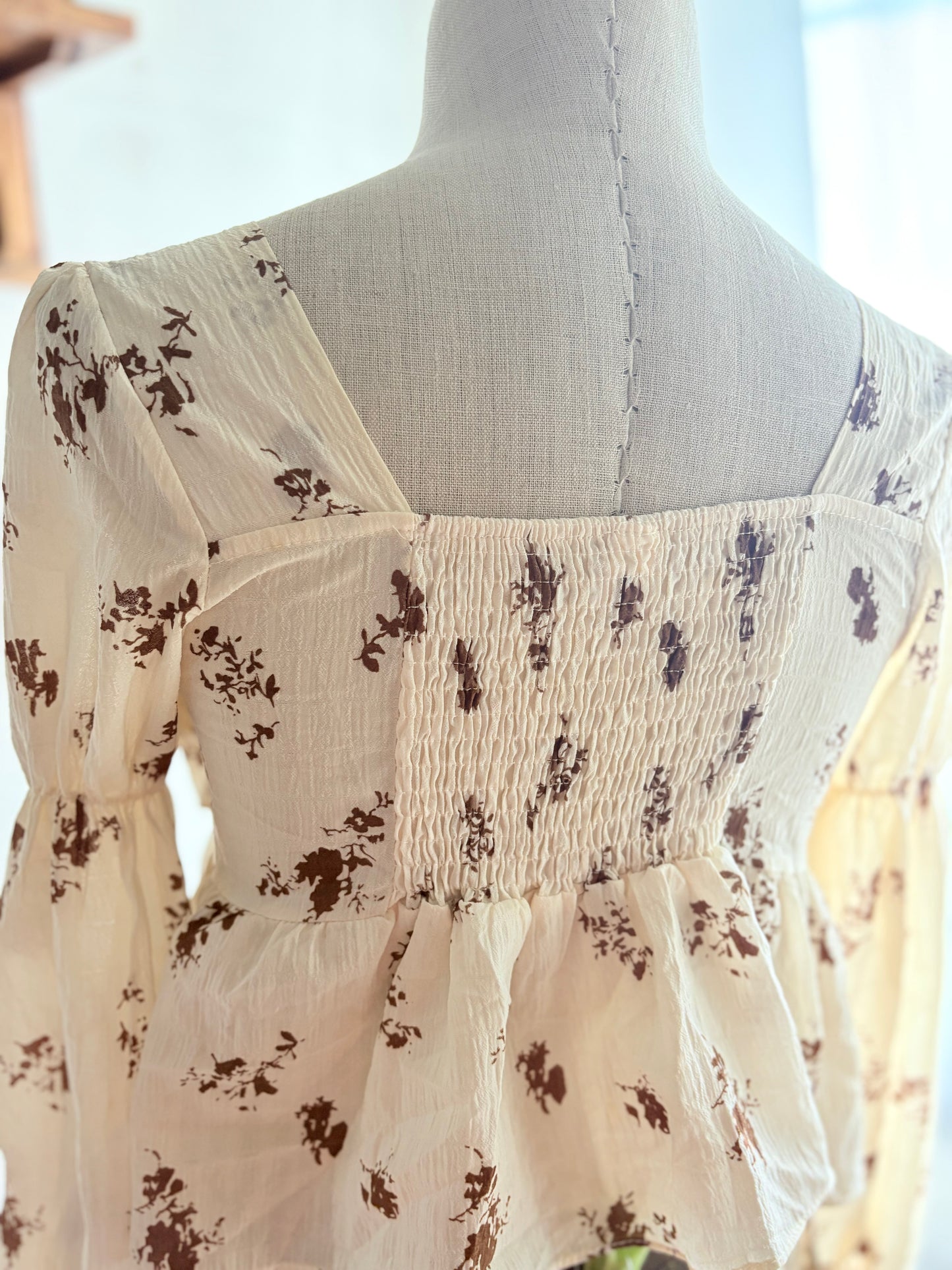Brown floral ruffle