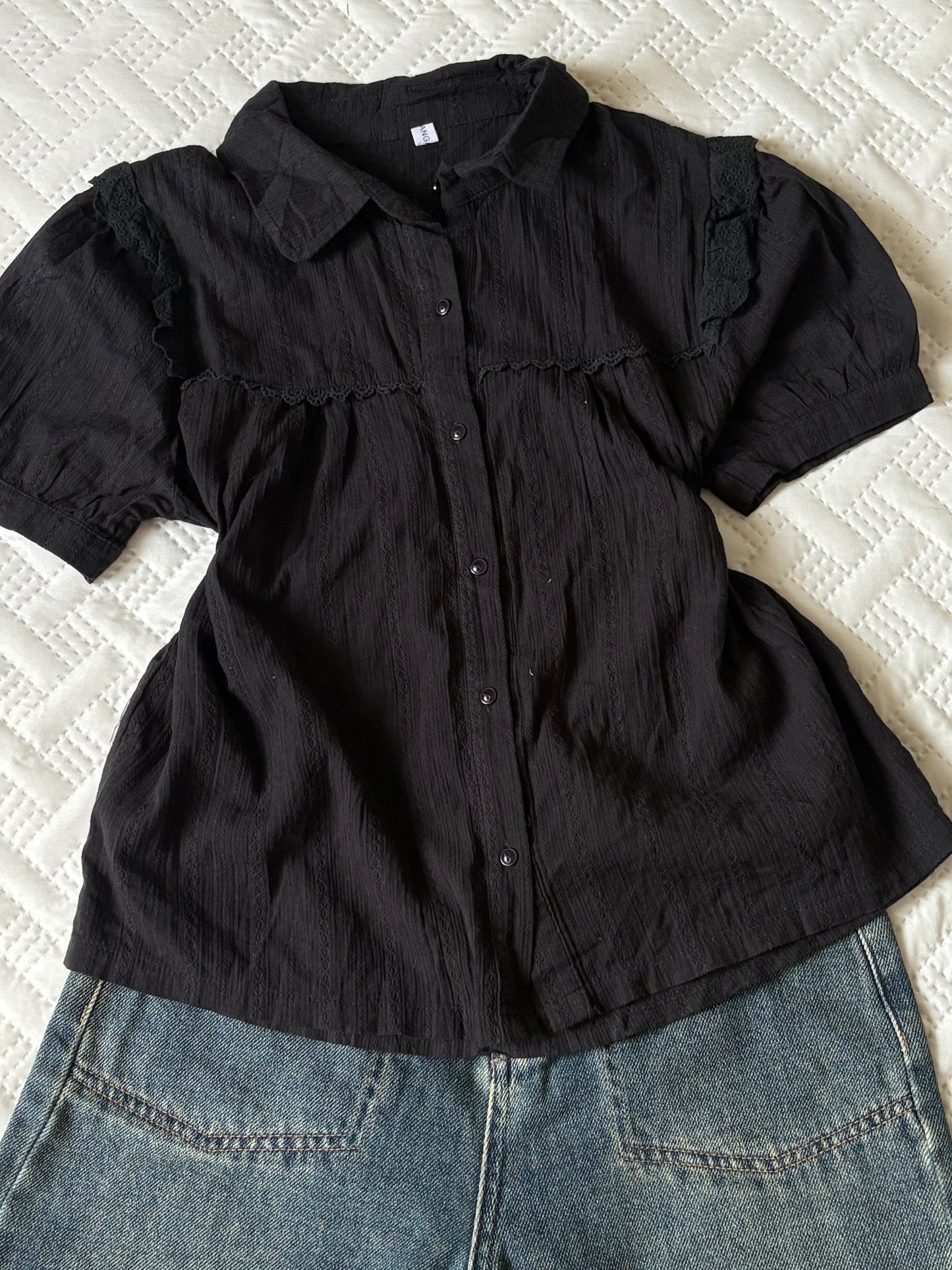 Black buttoned down