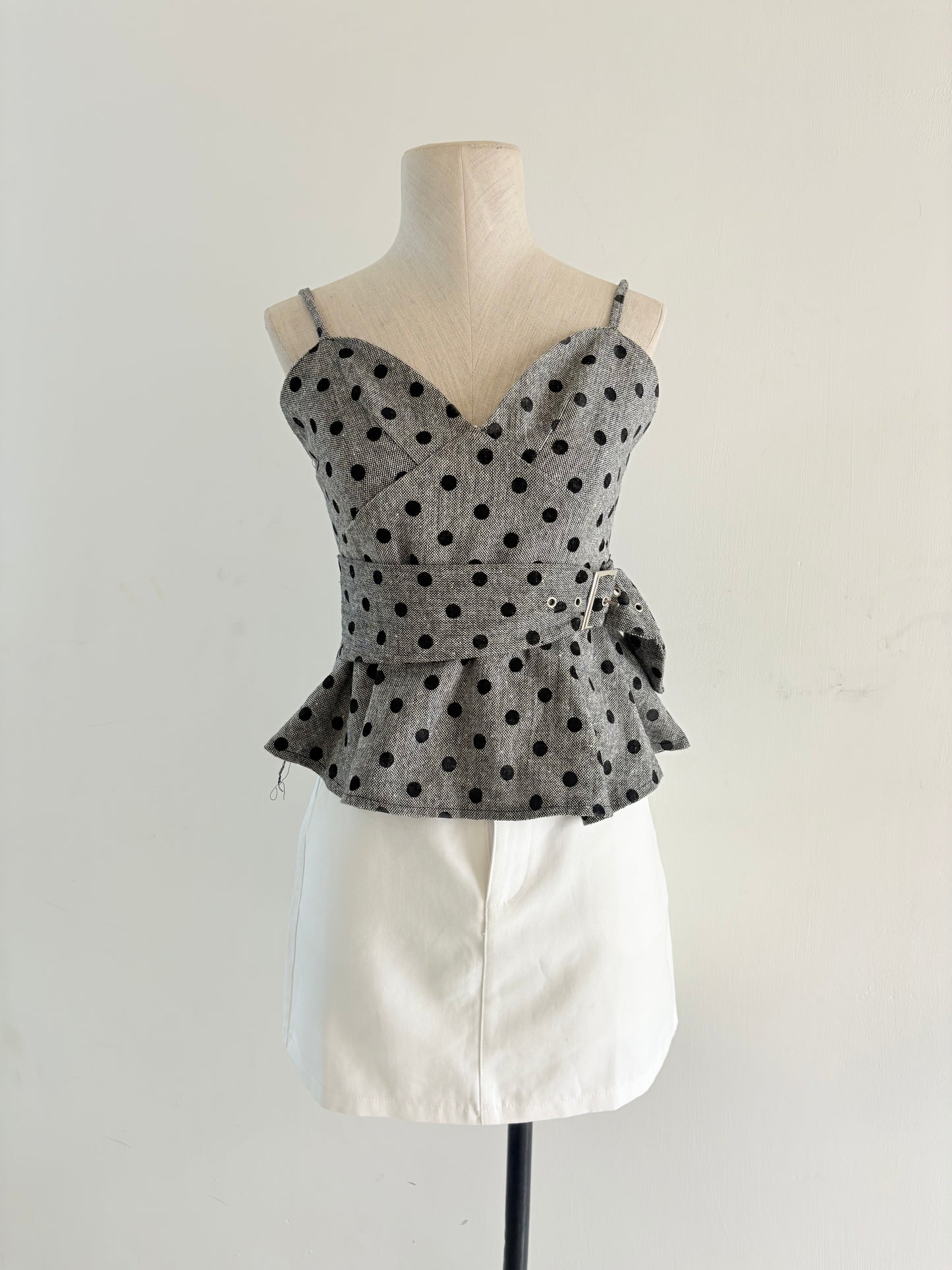 Grey polka top