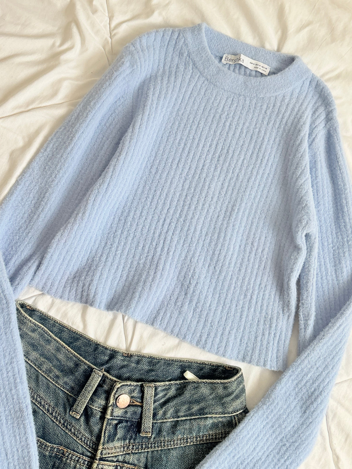 Blue fuzzy top