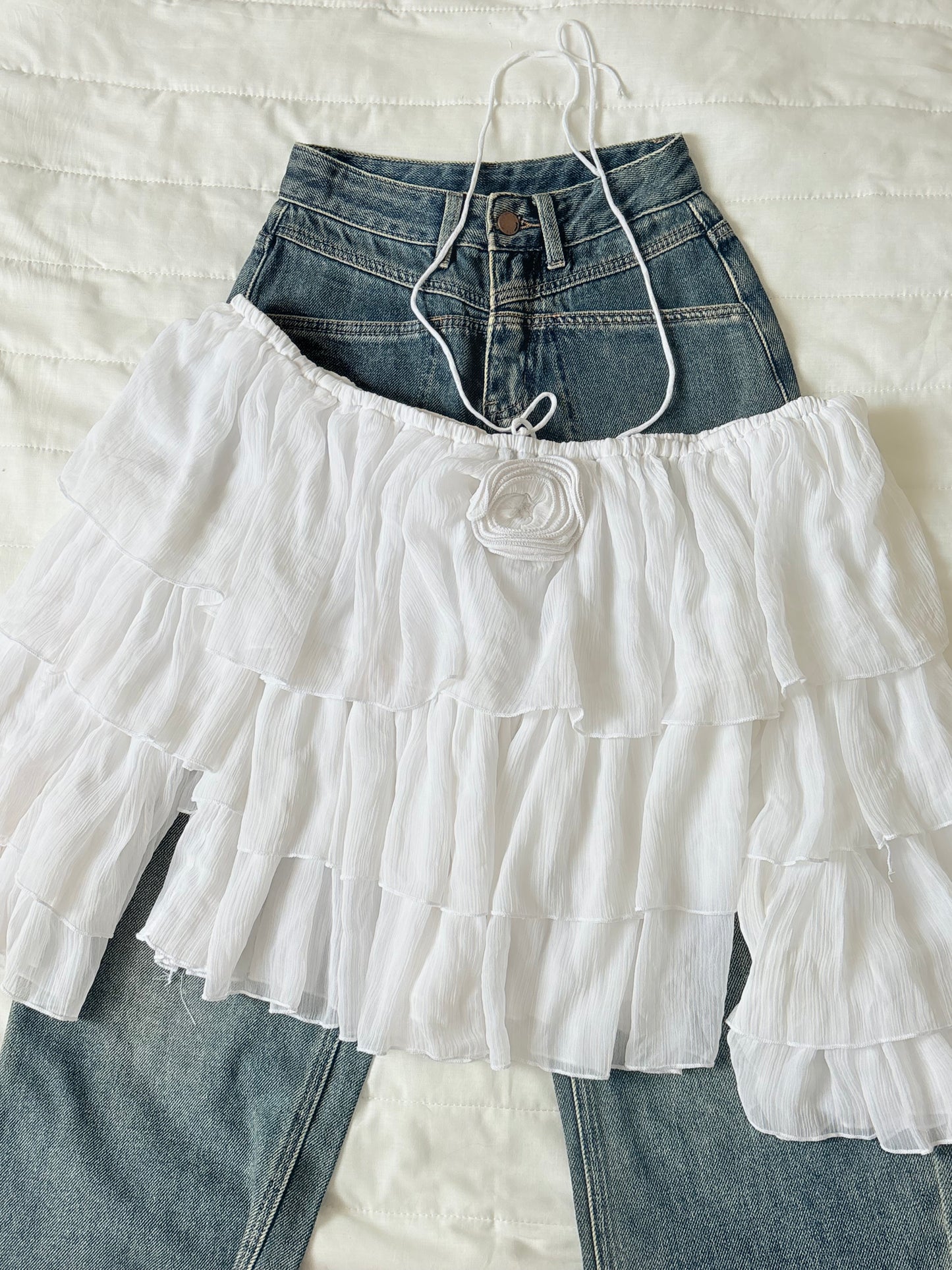 White ruffle top