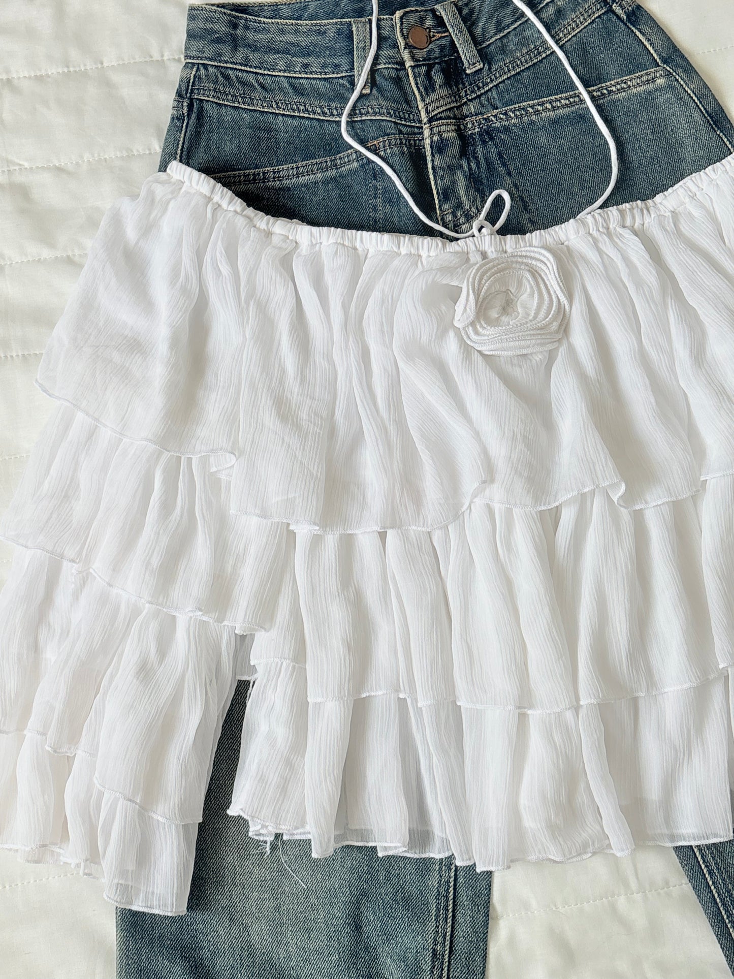 White ruffle top