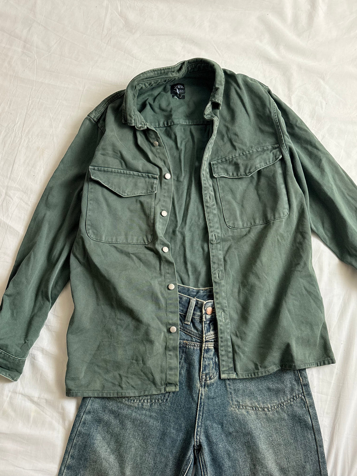 Green denim jacekt