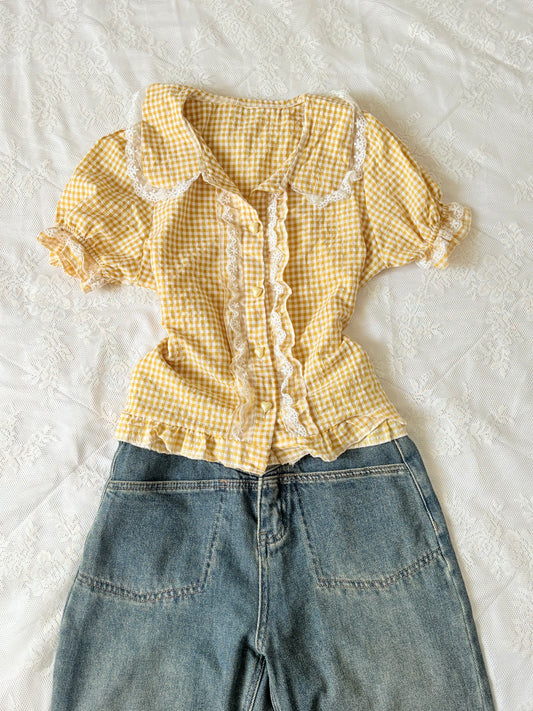 Yellow gingham top
