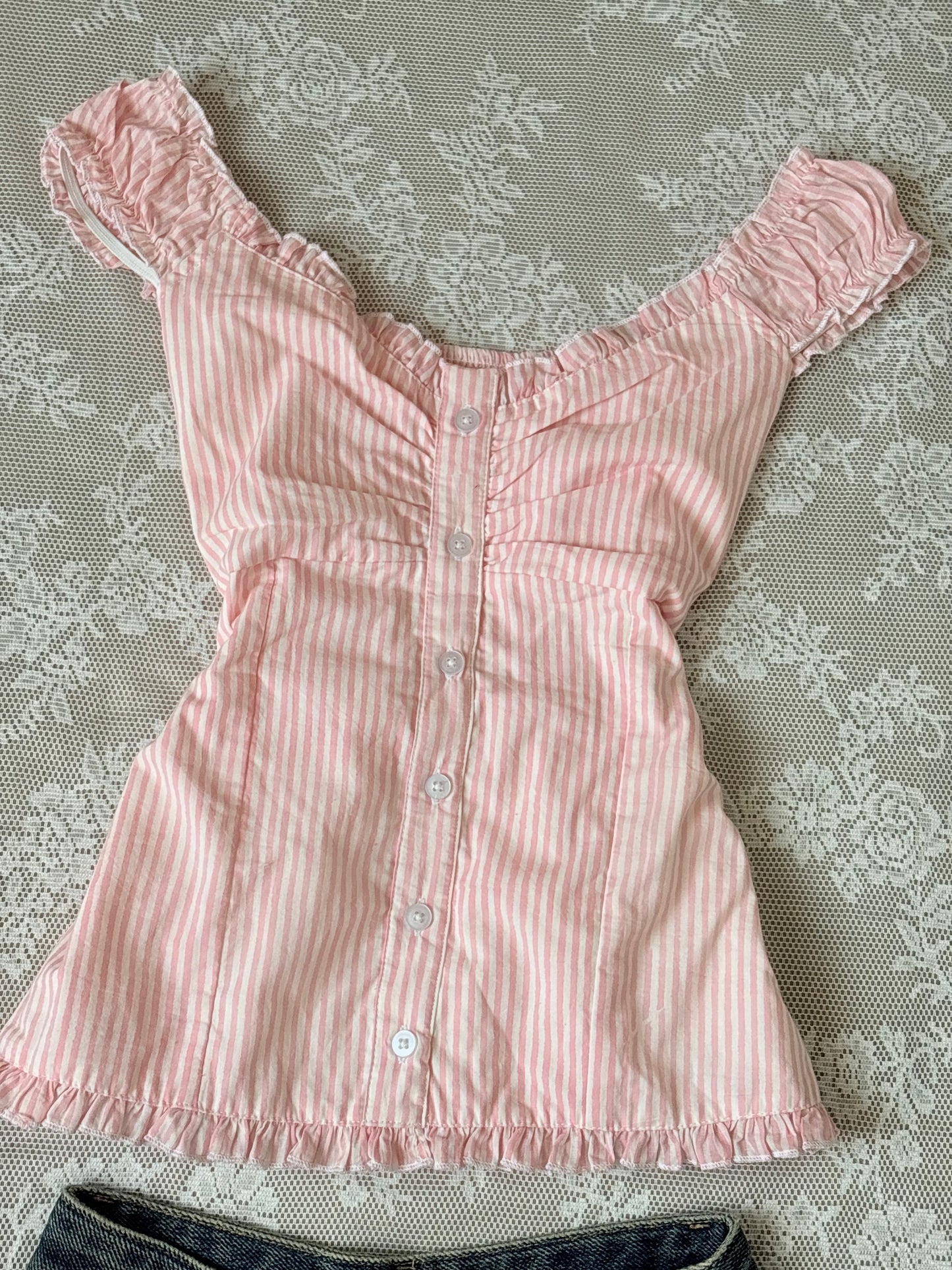 Pink stripe babydoll top