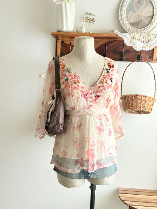 Floral beaded top