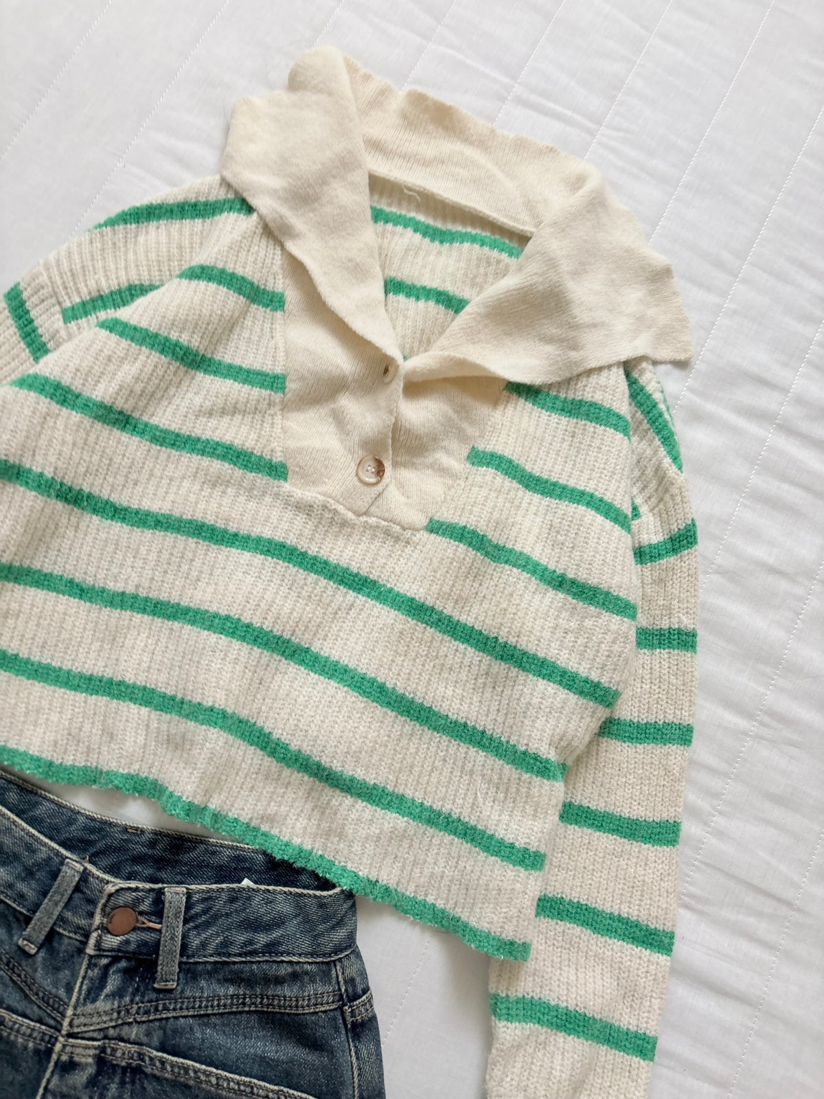 Green stripe pullover