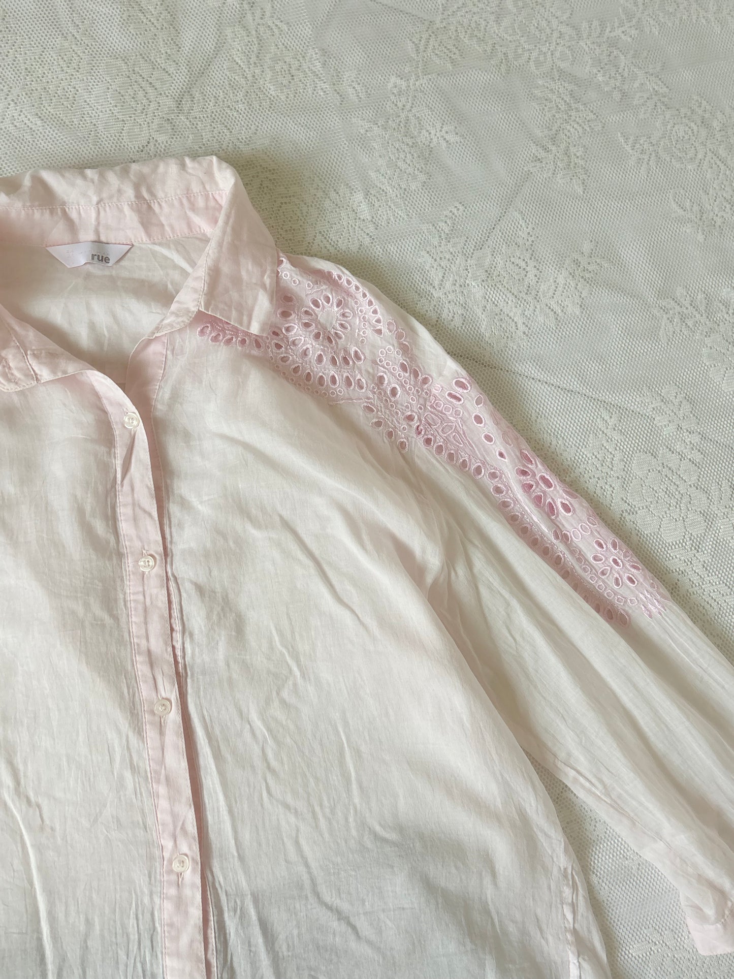 Pink eyelet shirt