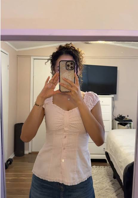 Pink stripe babydoll top