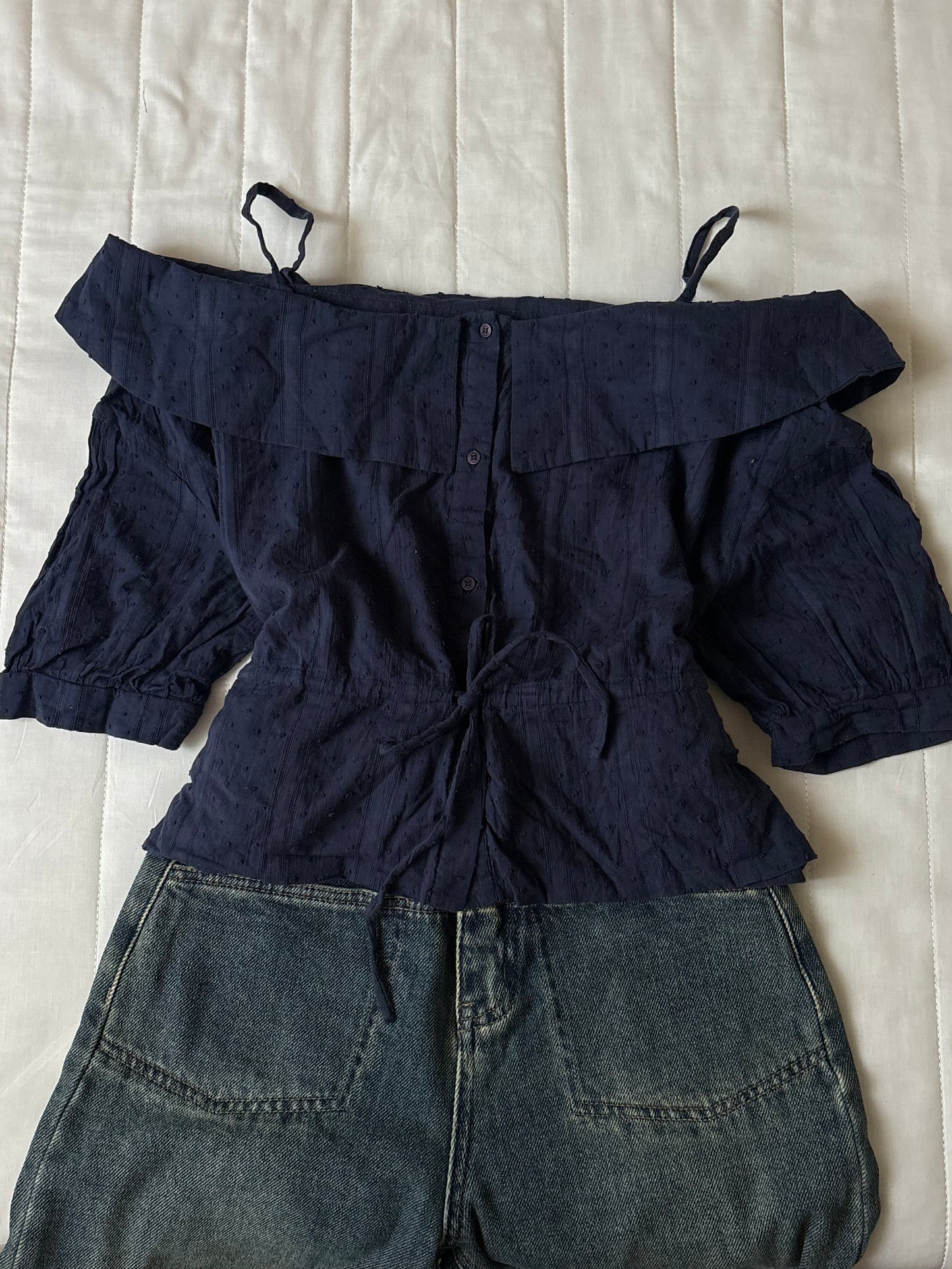 Navy off shoulder