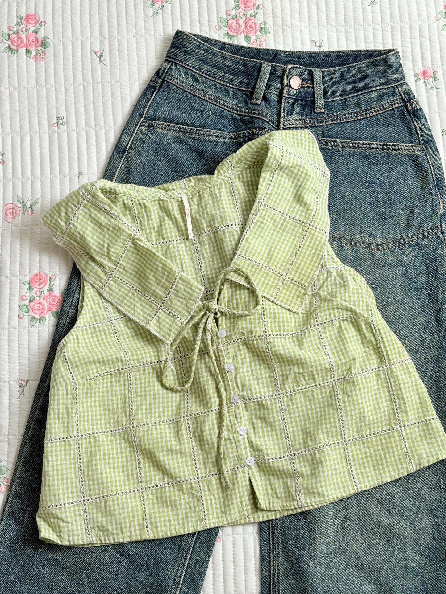 Green plaid top