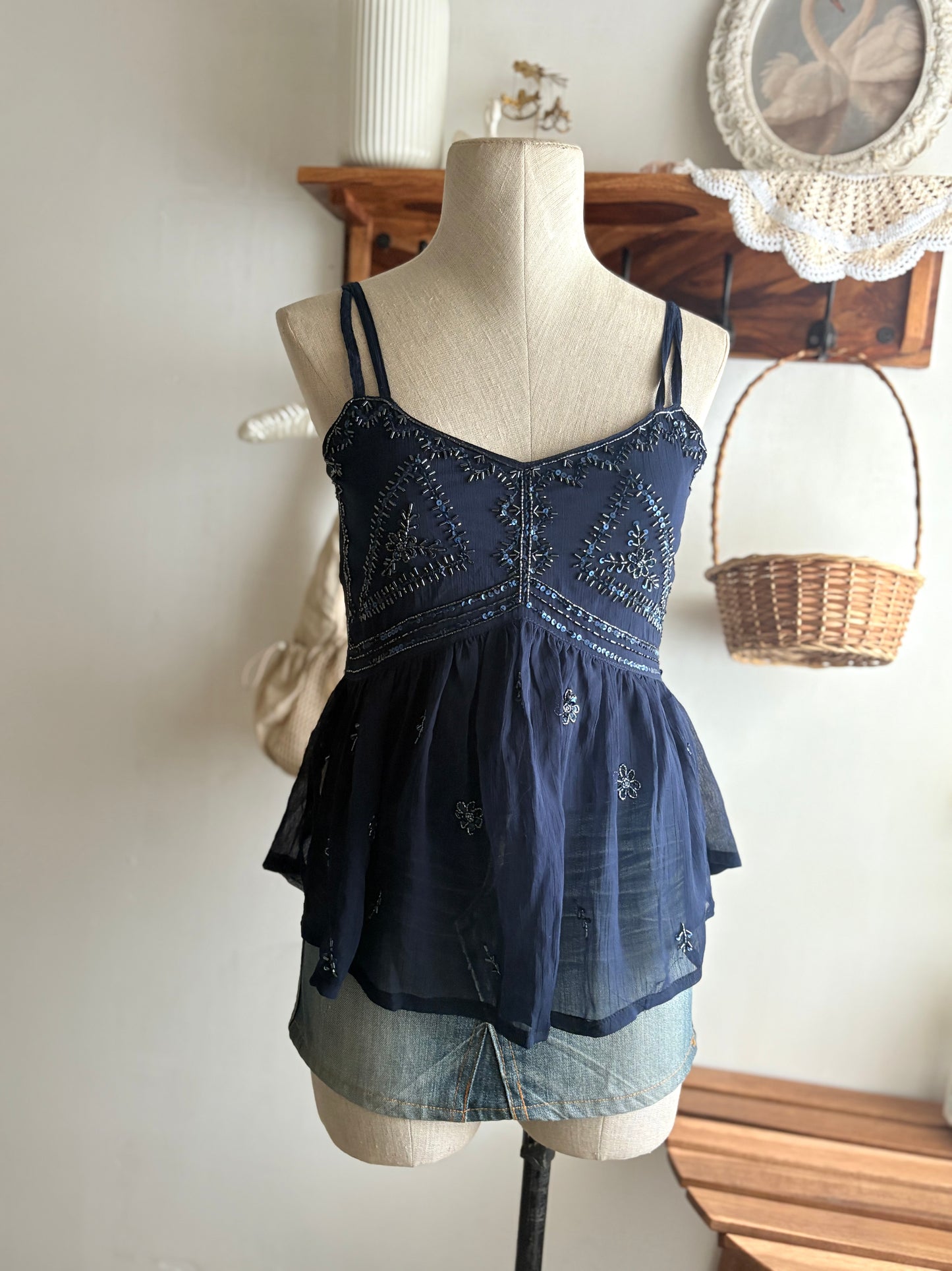 Blue beaded top