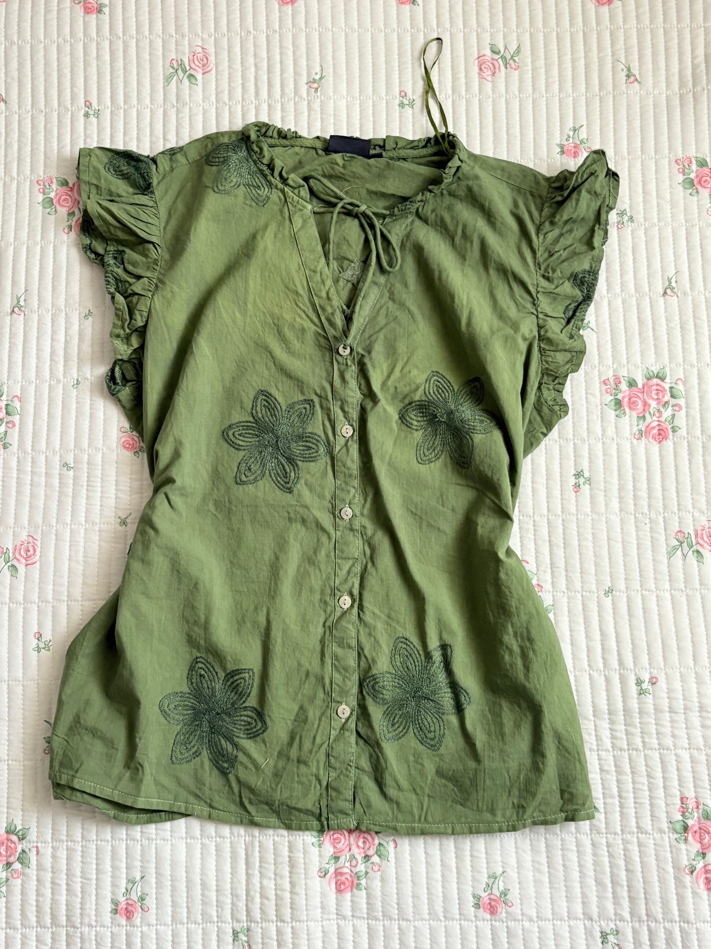 Green embroidered top