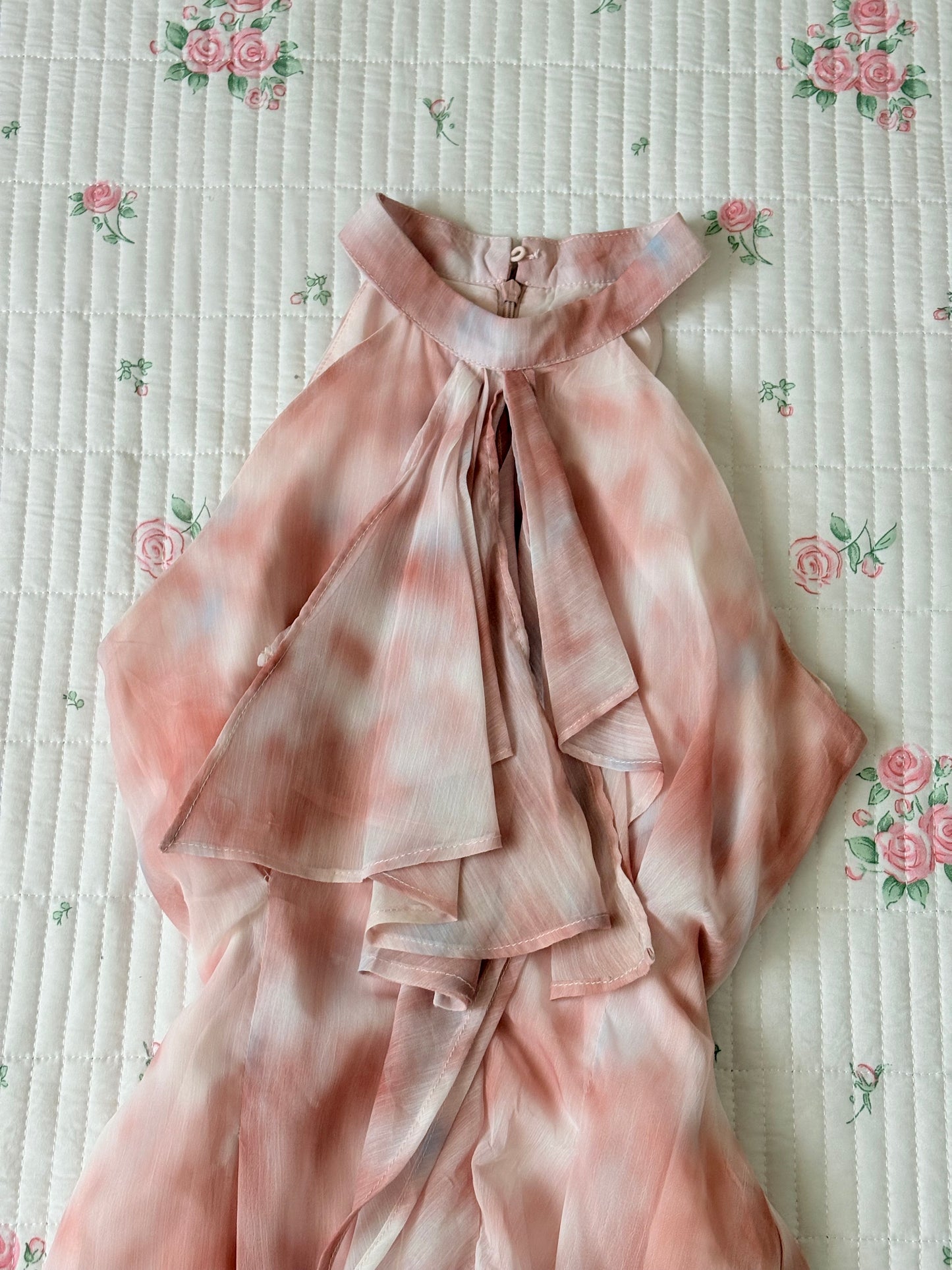 Peach ruffle top