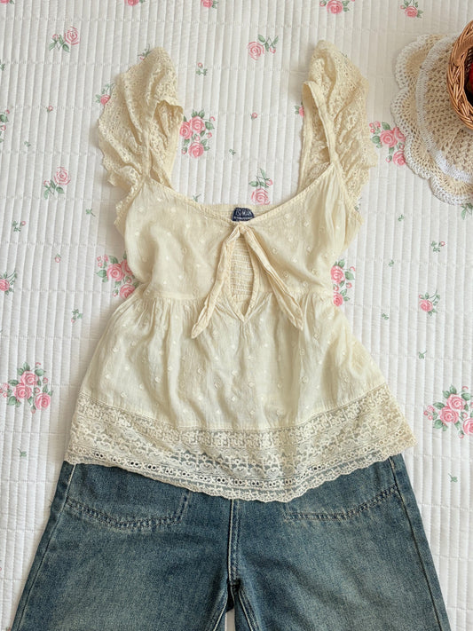 Cream lace top