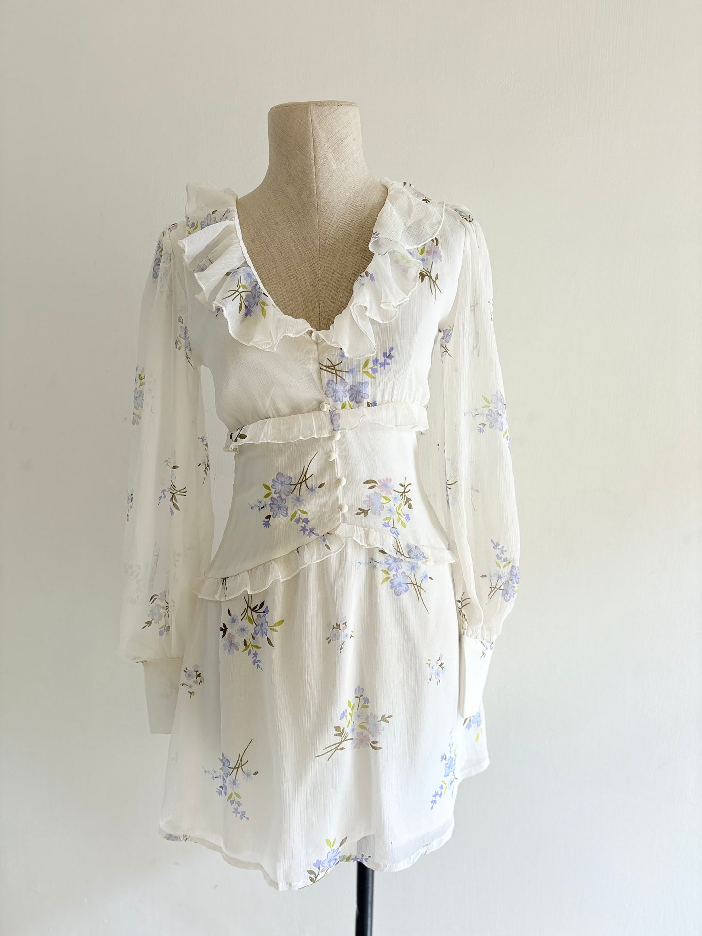 White blue floral dress