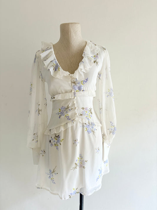 White blue floral dress