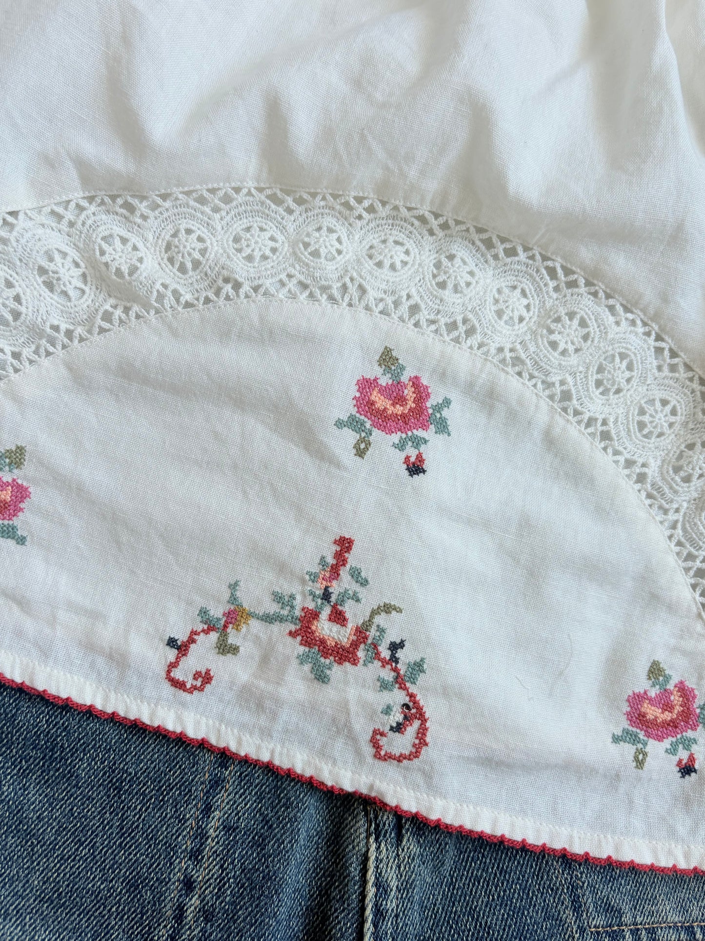 Red embroidered top