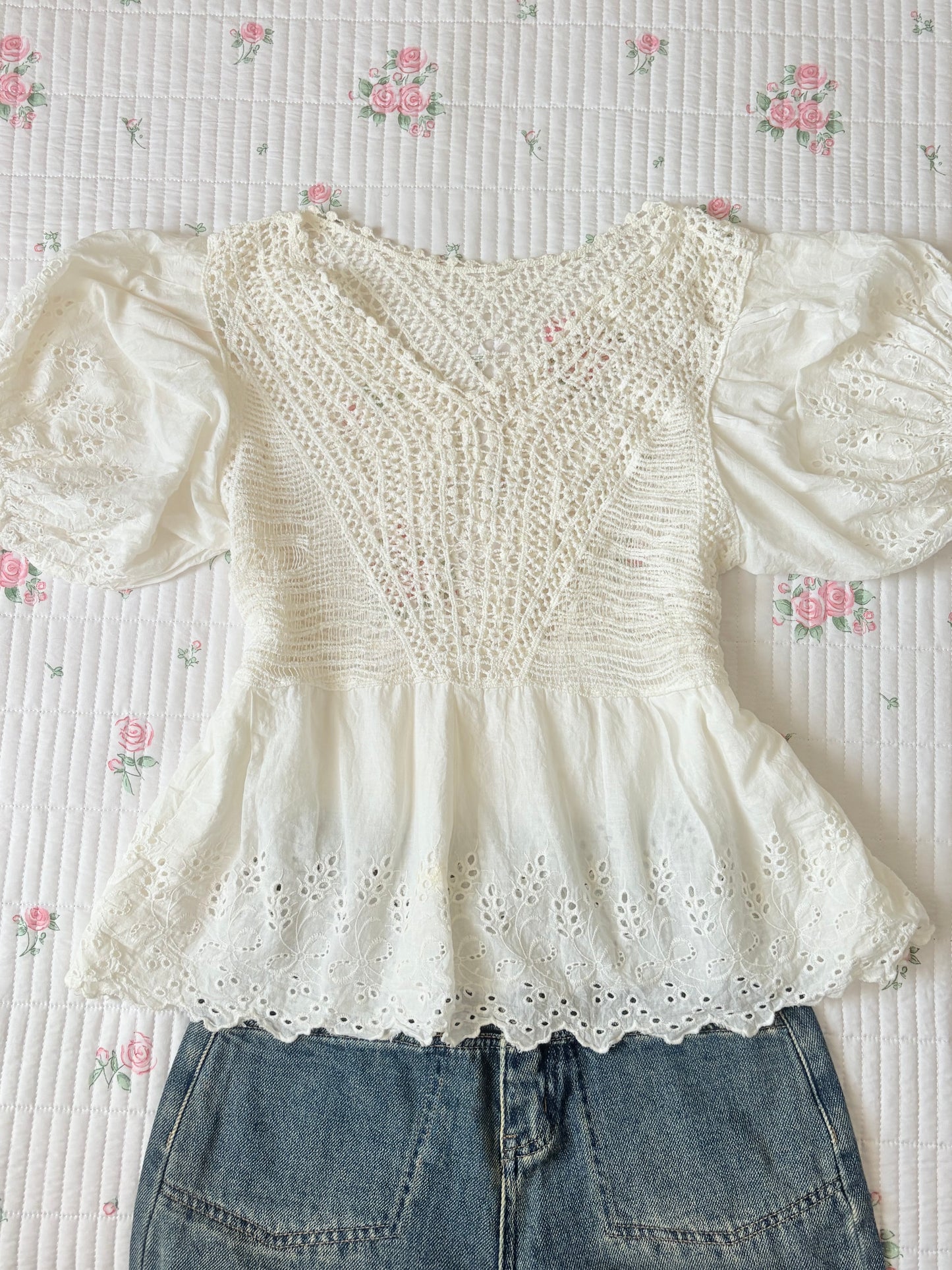 White crochet lace top