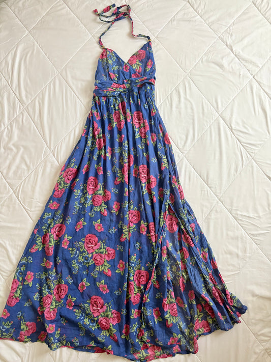 Blue pink floral dress