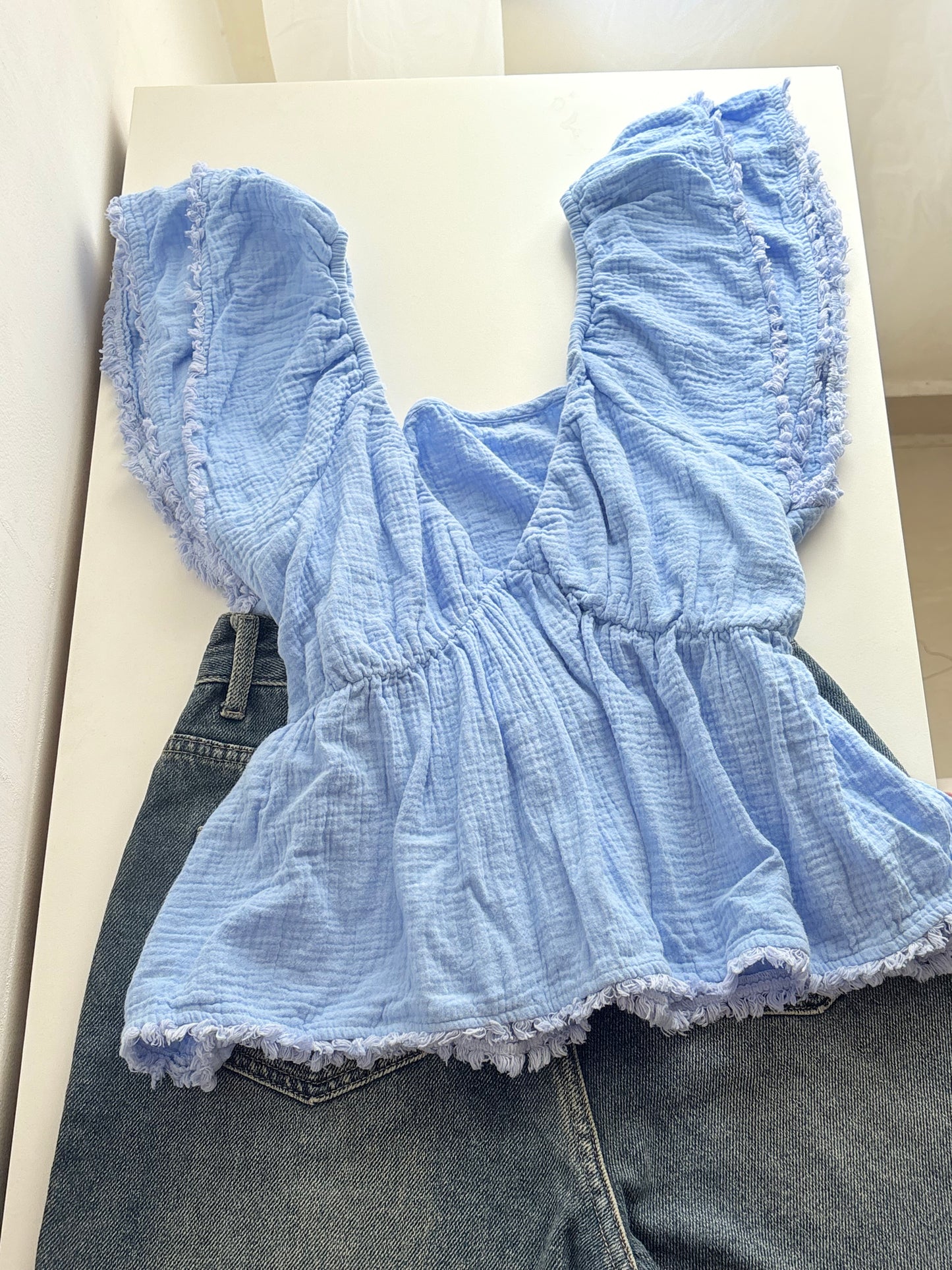 Blue muslin top