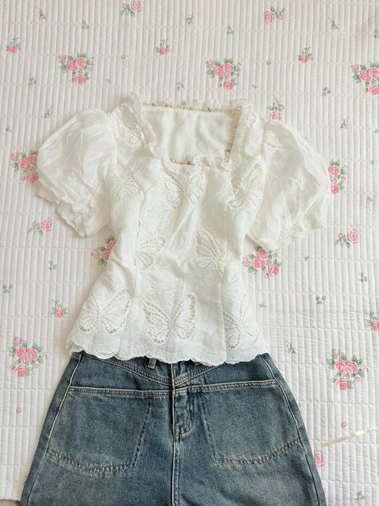 White sequin top