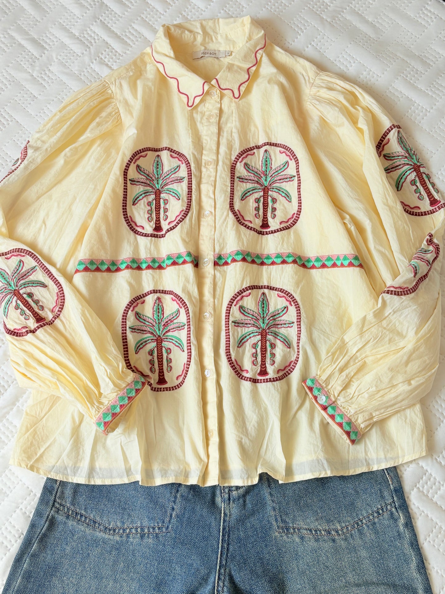 Yellow embroidered shirt